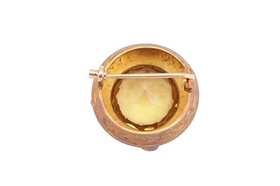Lot 259 - A CITRINE, PINK SAPPHIRE AND DIAMOND BROOCH