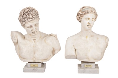 Lot 370 - AFTER THE ANTIQUE, TWO PLASTER CLASSICAL BUSTS
