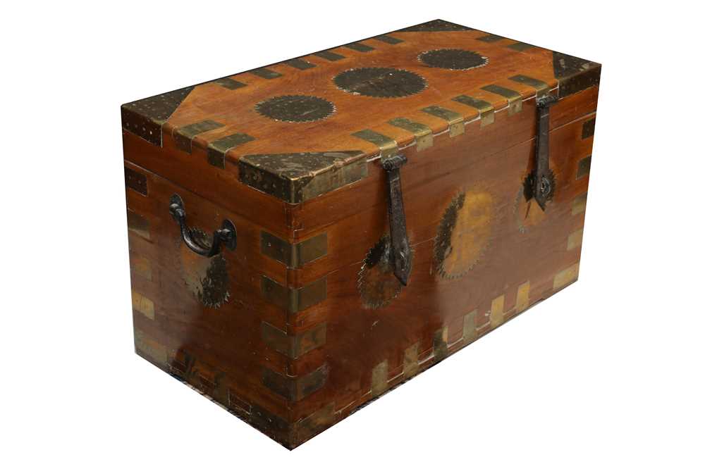 Lot 53 - A COLONIAL BRASS BOUND CAMPHORWOOD CHEST, 19TH CENTURY