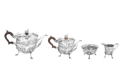Lot 533 - A Victorian sterling silver four-piece tea service, London 1891/98 by Wakley and Wheeler