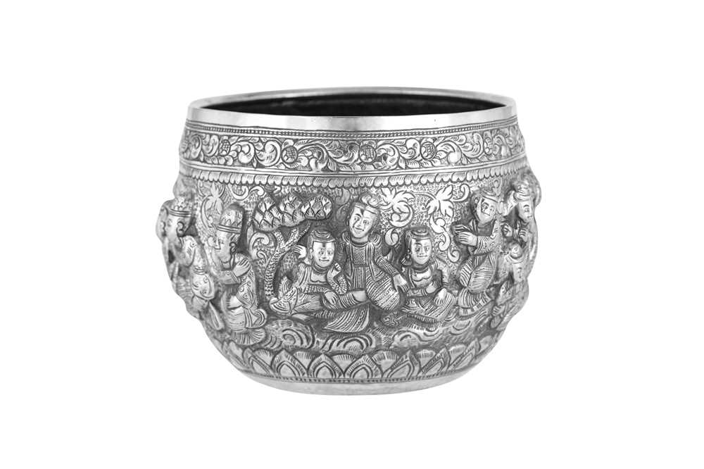 Lot 173 - An early 20th century Burmese unmarked silver bowl, Mandalay circa 1900