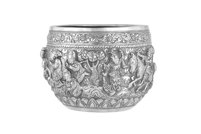 Lot 173 - An early 20th century Burmese unmarked silver bowl, Mandalay circa 1900