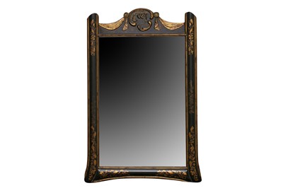 Lot 49 - AN EBONISED AND PARCEL GILT MIRROR, CONTEMPORARY