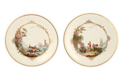 Lot 142 - TWO PAINTED MEISSEN PLATES