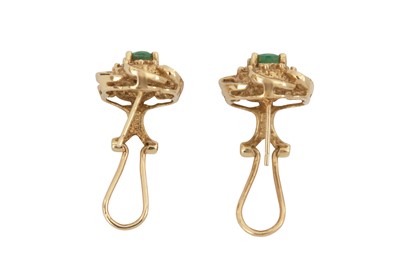 Lot 85 - A pair of emerald and diamond cluster earclips