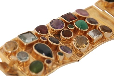 Lot 98 - A multi gem-set panel bracelet