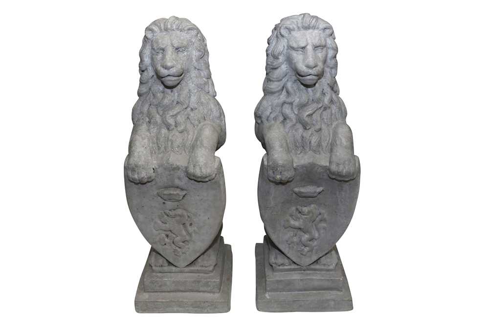 Lot 107 - A PAIR OF COMPOSITION STONE GATE POST FINIALS