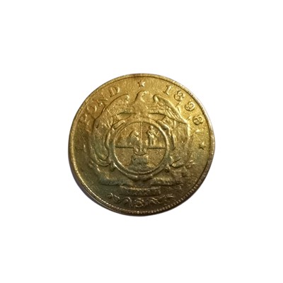 Lot 347 - AN 1898 SOUTH AFRICAN 1 POND GOLD COIN