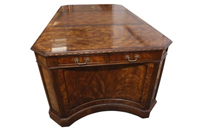 Lot 110 - A THEODORE ALEXANDER FIGURED MAHOGANY PARTNERS DESK