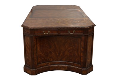 Lot 110 - A THEODORE ALEXANDER FIGURED MAHOGANY PARTNERS DESK