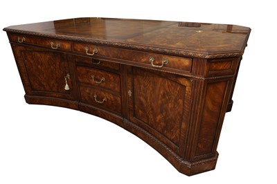 Lot 110 - A THEODORE ALEXANDER FIGURED MAHOGANY PARTNERS DESK