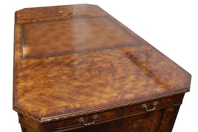 Lot 110 - A THEODORE ALEXANDER FIGURED MAHOGANY PARTNERS DESK