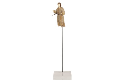 Lot 411 - λ AN INDO-PORTUGUESE CHRISTIAN WOODEN ICON OF A YOUNG JESUS