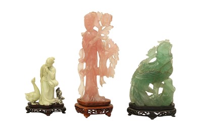 Lot 479 - THREE CHINESE HARDSTONE CARVINGS