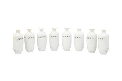 Lot 620 - A SET OF EIGHT CHINESE FAMILLE ROSE 'IMMORTALS' VASES.