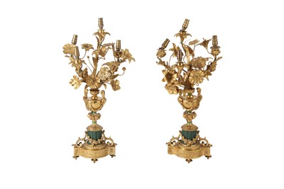 Lot 187 - A PAIR OF 19TH CENTURY STYLE GILT BRONZE TABLE LAMPS