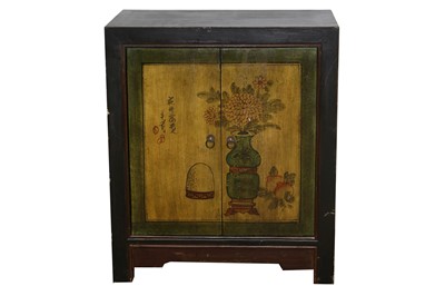 Lot 605 - A CHINESE RED AND BLACK LACQUERED SIDE CABINET, CONTEMPORARY