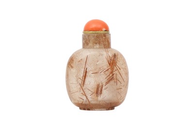 Lot 728 - A CHINESE BROWN HAIR CRYSTAL SNUFF BOTTLE.