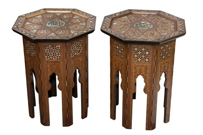 Lot 439 - A PAIR OF MOORISH INLAID OCTAGONAL OCCASIONAL TABLES, 20TH CENTURY