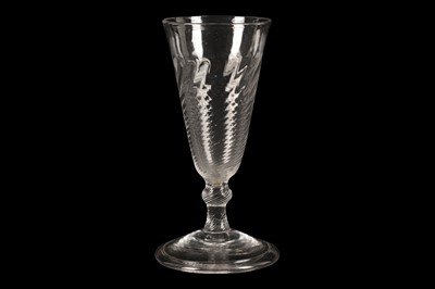 Lot 71 - AN EARLY 18TH CENTURY FLAMMIFORM ALE GLASS, CIRCA 1700