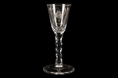 Lot 21 - AN 18TH CENTURY WINE GLASS OF JACOBITE SIGNIFICANCE, CIRCA 1785