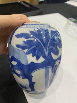 Lot 497 - A CHINESE BLUE AND WHITE LADIES JAR.