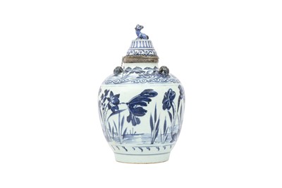 Lot 169 - A CHINESE BLUE AND WHITE ‘LOTUS POND’ JAR AND COVER