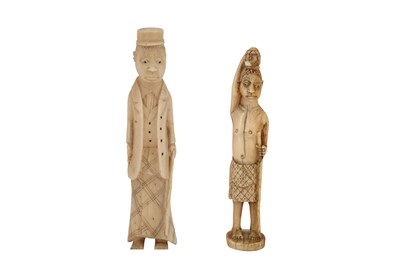 Lot 446 - TWO 19TH CENTURY CONGOLESE IVORY FIGURES