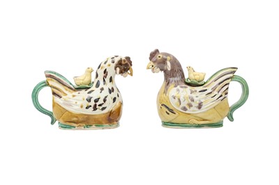 Lot 206 - TWO CHINESE 'CHICKEN' EWERS WITH COVERS.