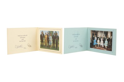 Lot 92 - TWO ROYAL CHRISTMAS CARDS AUTOPEN SIGNED BY QUEEN ELIZABETH II AND PRINCE PHILIP