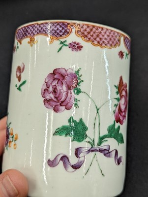 Lot 226 - A CHINESE EXPORT FAMILLE-ROSE TANKARD