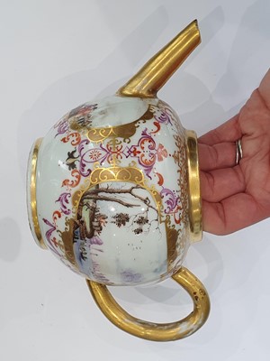 Lot 538 - A CHINESE GILT-DECORATED FAMILLE ROSE MEISSEN-STYLE TEAPOT.
