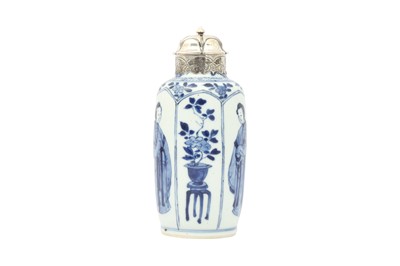Lot 240 - A CHINESE BLUE AND WHITE 'LADIES' VASE.
