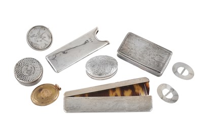 Lot 11 - A MIXED GROUP OF STERLING AND OTHER SILVER OBJECTS OF VERTU