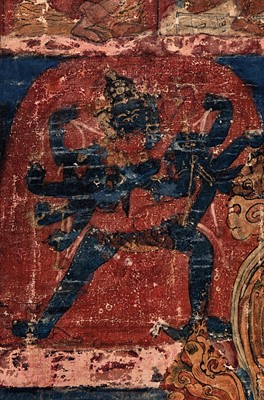 Lot 395 - A TIBETAN VAJRADHARA THANGKA.