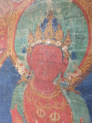 Lot 395 - A TIBETAN VAJRADHARA THANGKA.