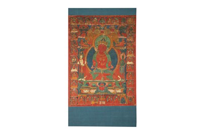 Lot 395 - A TIBETAN VAJRADHARA THANGKA.