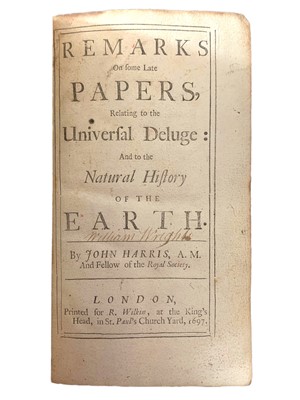 Lot 189 - Harris (John) Remarks on some Late Papers, Relating to the Universal Deluge