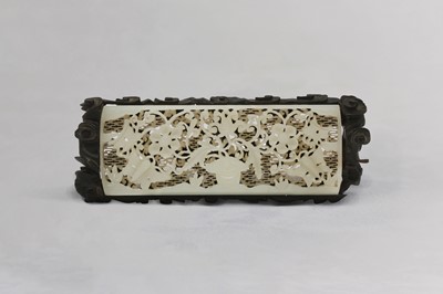 Lot 43 - A LARGE CHINESE WHITE JADE RETICULATED ‘BUTTERFLIES' PLAQUE.
