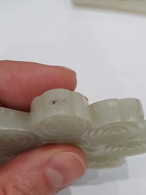 Lot 44 - A CHINESE CARVED JADE 'FLOWER' PLAQUE.
