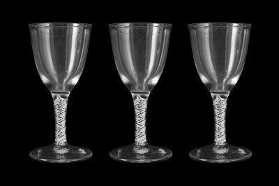 Lot 201 - A SET OF THREE 18TH CENTURY STYLE WINE GLASSES