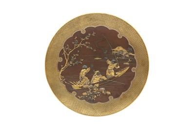 Lot 474 - A LARGE JAPANESE INLAID BRONZE DISH BY INOUE.