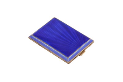 Lot 77 - A George V sterling silver guilloche enamel book of matches holder, Birmingham 1931 by Henry Charles Freeman Ltd