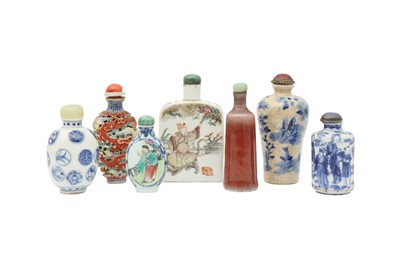 Lot 354 - A GROUP OF SEVEN CHINESE PORCELAIN SNUFF BOTTLES.