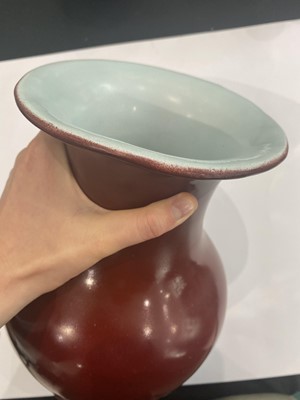 Lot 90 - A CHINESE RED-GLAZED VASE.