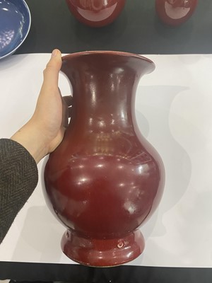 Lot 90 - A CHINESE RED-GLAZED VASE.