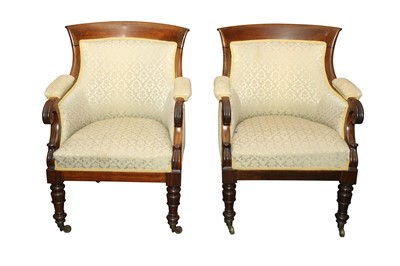 Lot 179 - A PAIR OF WILLIAM IV ROSEWOOD LIBRARY TUB CHAIRS