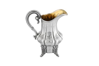 Lot 504 - A large early Victorian sterling silver milk jug, Birmingham 1839 by William Ryland (reg. Jan 1838)