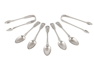 Lot 65 - FIVE GEORGE IV STERLING SILVER TEASPOONS, LONDON 1825 BY WILLIAM CHAWNER