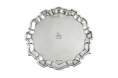 Lot 460 - An Edward VIII sterling silver salver, Sheffield 1936 by S G Jacobs